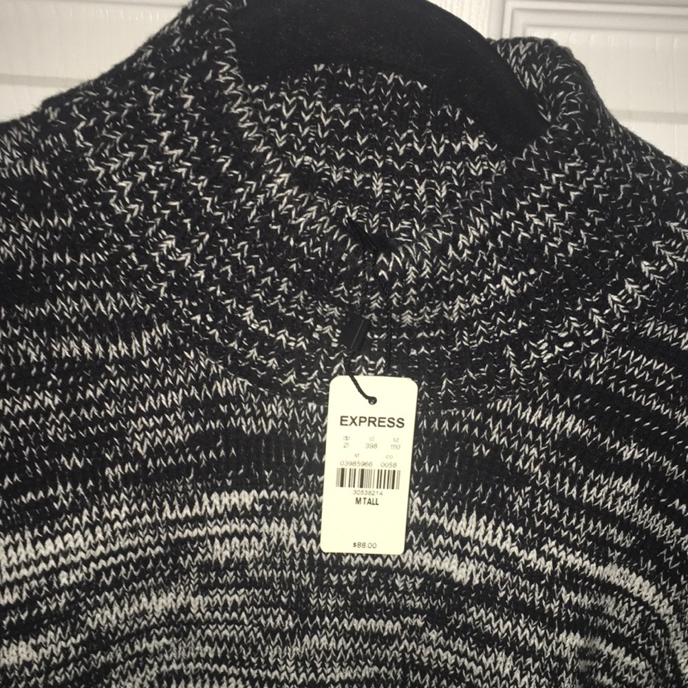 Express Men’s M Tall Sweater Mock Neck NEW W TAGS Black White & Greys  ✌️ - Picture 2 of 3